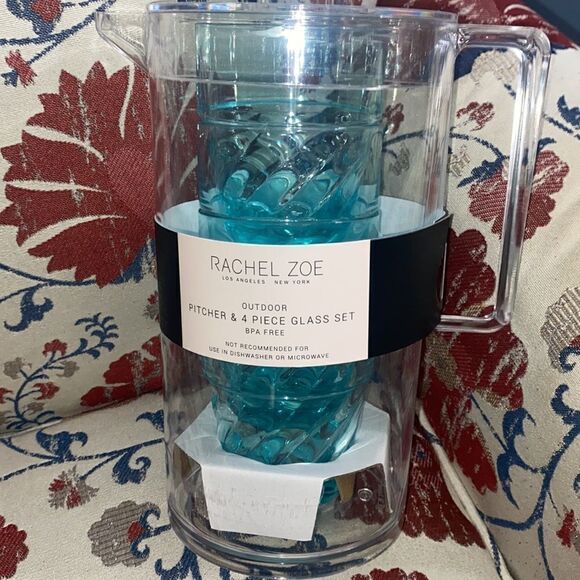 Rachel Zoe Outdoor Pitcher and Four Piece Glass Set! - Picture 1 of 11